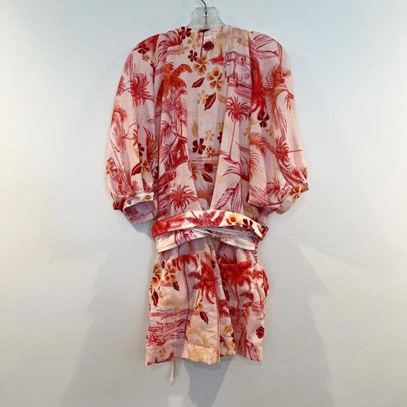 Agua Bendita Linea Linen Blend Tropical Beach V Neck Lightweight Romper S NWOT - Picture 8 of 9